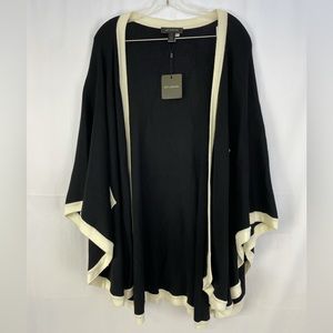 NWT ST. JOHN Knit Cape Sweater, Black and White Shawl